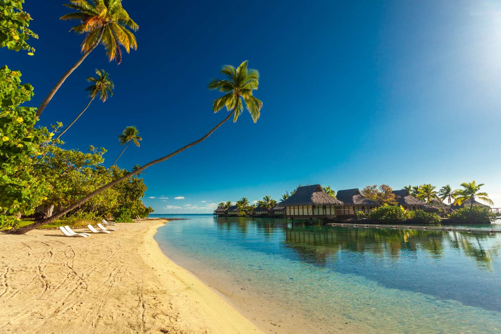 Tropical resort with amazing lagoon on Moorea, French Polynesia